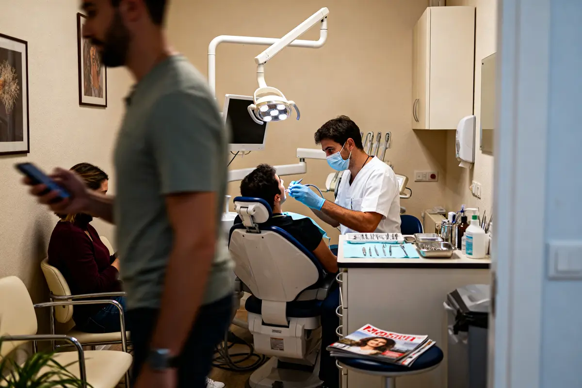 Dentiste soignant un patient dans le blog Cabinet Dentaire du Médipôle salle de traitement